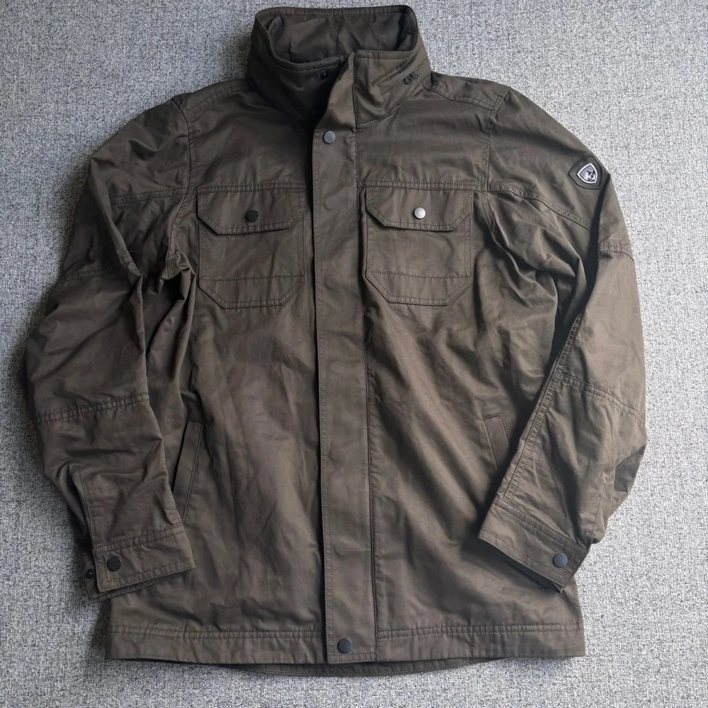KUHL Kollusion Jacket Mens S Brown Projekt  Full Zip Hood Field Coat Utility